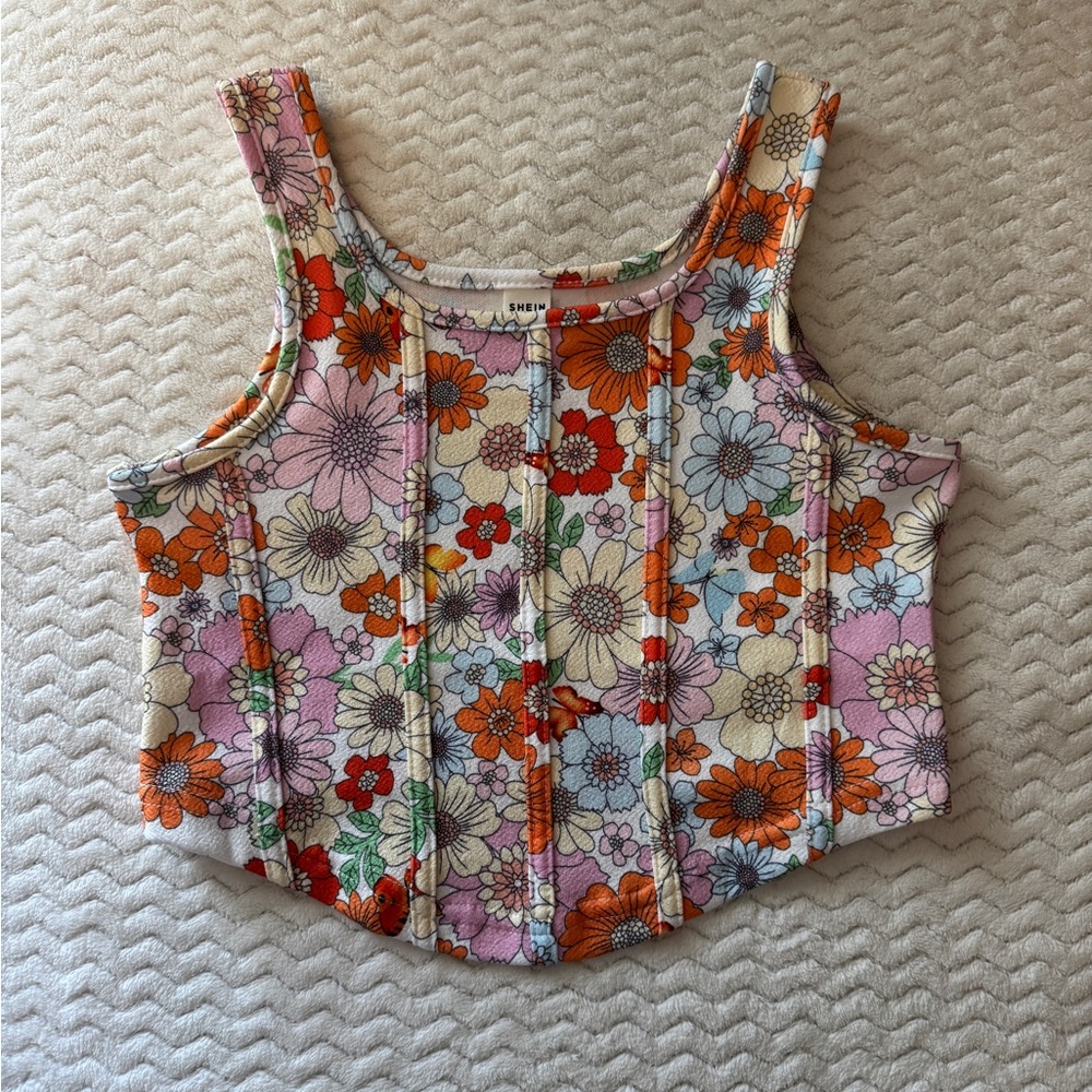 SHEIN Floral Kids Tank Top - Multicolor